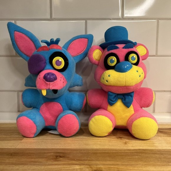 Five Nights at Freddys Other - Lot of 2 Five Nights At Freddys FNAF Stuffed Plush Toys Blue Foxy & Pink Freddy